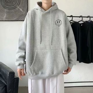 Áo hoodie nam form rộng unisex vải nỉ bông cotton hình mặt cười
