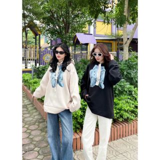 Áo Hoodie Nỉ Unisex In Hình Thỏ 3D Mũ Rộng Dáng Thụng 2 Màu