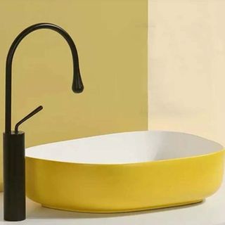 Chậu lavabo màu vàng chanh lòng chậu siêu rộng, phong cách trẻ trung, mã M43V