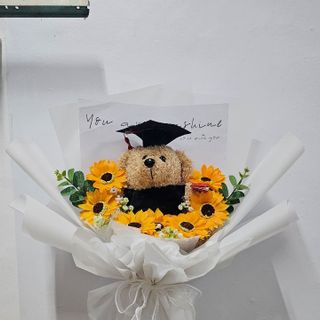 Bó hoa hướng dương tốt nghiệp, bó hoa gấu tốt nghiệp, quà tặng tốt nghiệp đẹp và rẻ