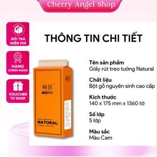 Túi giấy treo tường thùng 4 túi 1280 tờ, giấy vệ sinh treo tường 4 lớp bột gỗ nguyên sinh NATURAL/ CÓ SỈ