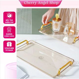 (HOT) Khay Đĩa Tròn, Khay nhựa hình chữ nhật Đựng Bánh Kẹo - Khay Đựng Ly Tách Ấm Trà, Khay Mạ Vàng Cao Cấp Sang Trọng T