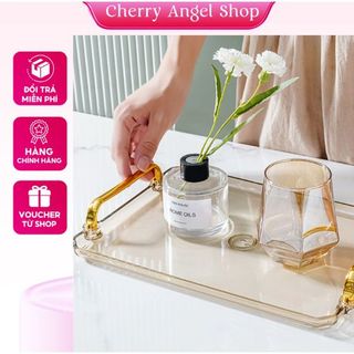 (HOT) Khay Đĩa Tròn, Khay nhựa hình chữ nhật Đựng Bánh Kẹo - Khay Đựng Ly Tách Ấm Trà, Khay Mạ Vàng Cao Cấp Sang Trọng T