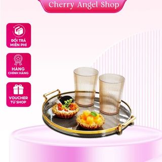 (HOT) Khay Đĩa Tròn, Khay nhựa hình chữ nhật Đựng Bánh Kẹo - Khay Đựng Ly Tách Ấm Trà, Khay Mạ Vàng Cao Cấp Sang Trọng T