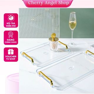(HOT) Khay Đĩa Tròn, Khay nhựa hình chữ nhật Đựng Bánh Kẹo - Khay Đựng Ly Tách Ấm Trà, Khay Mạ Vàng Cao Cấp Sang Trọng T