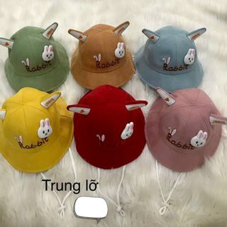 Nón bucket trẻ em đính thỏ trắng CQ