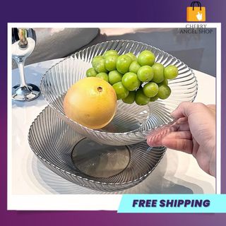 Đĩa Nhựa Đựng Hoa Quả Trái Cây Bánh Kẹo Sang Trọng Phòng Khách, Khay Nhựa Đựng Đồ Hiện Đại Trong Suốt