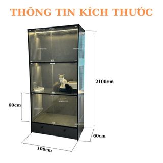 Chuồng Mèo Ba Tầng Gỗ MDF Cốt Lõi Xanh Chống Ẩm, Nhà Cho Thú Cưng Với Ngăn Kéo Giá Tại Xưởng