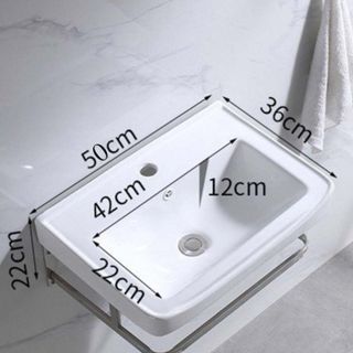 Lavabo treo tường màu trắng sứ kèm kệ treo inox