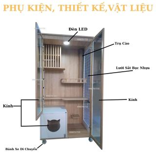 Chuồng Mèo Gỗ MDF Cốt Lõi Xanh Chống Ẩm, Nhà Cho Thú Cưng Màu Trắng & Vân Gỗ