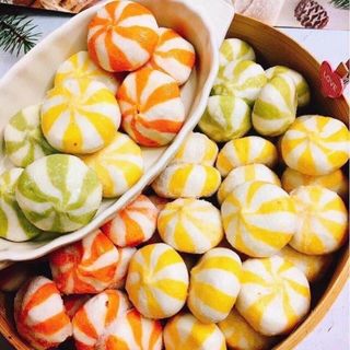 Bánh bao thả lẩu mix 3 màu xanh vàng cam 500gr (giao tphcm)