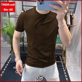 Áo thun nam, áo thun nam cổ tròn chất thun cotton 4 chiều, logo in phồng sắc nét size từ 55kg - 88kg giá sỉ - giá bán buôn