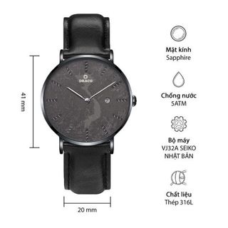Đồng Hồ Nam - Thương Hiệu DRACO D22-ST03 "Vietnamese Boy" viền đen dây da bò đen
