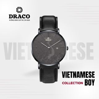 Đồng Hồ Nam - Thương Hiệu DRACO D22-ST03 "Vietnamese Boy" viền đen dây da bò đen