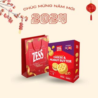 Bánh quy Zess hộp quà tết- Tặng kèm túi giấy bánh quy Zess động phộng và bánh quy Zess phômai An Gia Sweets Snacks