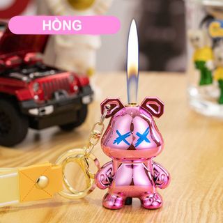 BẬT LỬA MÓC KHÓA HÌNH GẤU BEARBRICK BÓNG TRƠN MÀU CẦU VÒNG CHỮ X - (XÀI GAS)