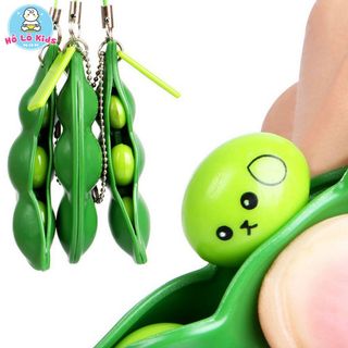 Móc chìa khóa hạt đậu xanh lá đáng yêu giảm căng thẳng quà tặng Hồ Lô Kids