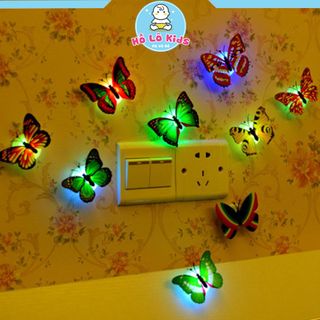 Đèn ngủ hình bươm bướm 3d dán tường nhiều màu sắc độc đáo Hồ Lô Kids giá sỉ