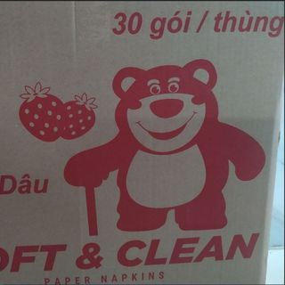 [Thùng 30 gói] Khăn giấy khổ vuông Gấu Đỏ - Cao Cấp