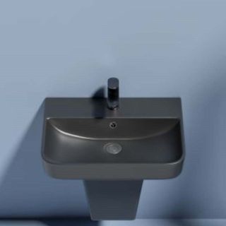 Lavabo treo tường thiết kế sang trọng, cấu trúc 2 khối chân lửng, có 2 màu trắng và đen mã S601T