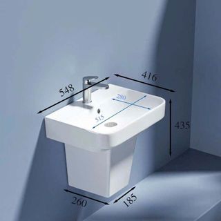 Lavabo treo tường thiết kế sang trọng, cấu trúc 2 khối chân lửng, có 2 màu trắng và đen mã S601T