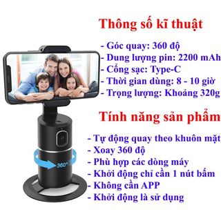 Gimbal AI Kiêm Giá Đỡ Điện Thoại P01 - Cảm Biến Thông Minh Nhận Diện Khuôn Mặt - Xoay 360°