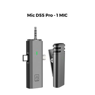 Micro Thu Âm Không Dây Cài Áo D55 Pro - 3 Cổng cắm Đa Năng - Lọc Âm Cực Tốt