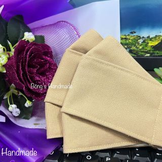 Khẩu trang vải LINEN màu trơn 3 lớp khẩu trang 4D [size L] - MÀU NÂU