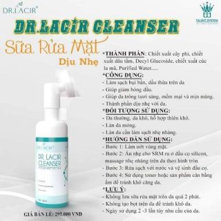 LACIR CLEANSER – SỮA RỬA MẶT BẠC HÀ KIỀM DẦU