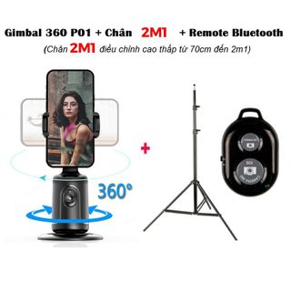 Gimbal AI Kiêm Giá Đỡ Điện Thoại P01 - Cảm Biến Thông Minh Nhận Diện Khuôn Mặt - Xoay 360°