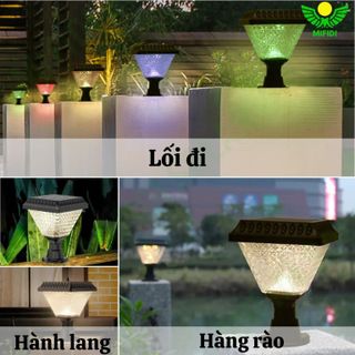 ĐÈN TRỤ HÀNH LANG NĂNG LƯỢNG MẶT TRỜI MIFIDI SOLAR MẪU PHA LÊ ĐA MÀU SẮC/Giá sỉ cực tốt dành cho Quý Đại Lý của Mifidi Sỉ/Đại Lý chỉ từ 5 Bộ