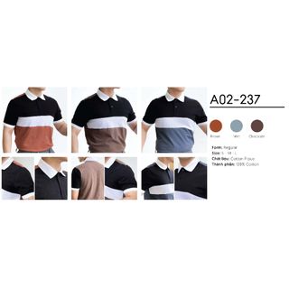Áo Polo Basic Vải Cotton Cá Sấu Co Giãn, Thoáng khí, Phối Màu Trẻ Trung - A02-237