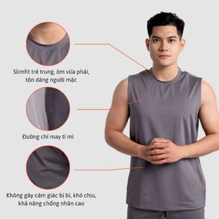 Áo thun ba lỗ nam basic thiết kế năng động, đàn hồi cao, thấm hút tốt - A03-013