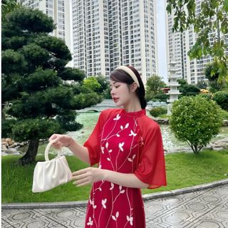 Áo dài thêu 4 tà