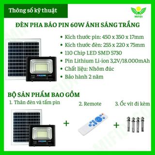 Đèn pha 60W NLMT sáng trắng Chính Hãng Mifidi Solar, Giá sỉ cực tốt dành cho Quý Đại Lý của Mifidi Sỉ/Đại Lý chỉ từ 5 Bộ
