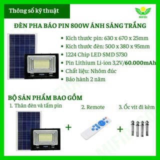 Đèn pha báo pin 800W NLMT sáng trắng dòng Beta Chính Hãng Mifidi Solar, Giá sỉ cực tốt dành cho Quý Đại Lý của Mifidi Sỉ/Đại Lý chỉ từ 5 Bộ