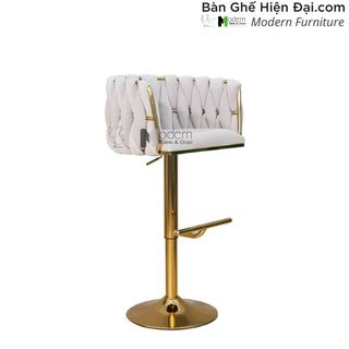 Ghế bar café đảo bếp tựa lưng bọc vải nhung chân mạ vàng bóng đẹp nhập khẩu HCM CB2162B-F giá sỉ