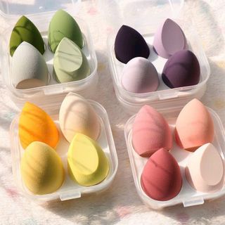 Hộp 4 mút trang điểm - Mút tán kem nền có hộp nhựa đựng tiện dụng