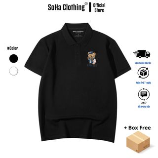 Áo Thun Polo Nam Basic cổ bẻ vải Cá Sấu chuẩn form,hình in sắc nét,Gấu Happier-SoHa Clothing giá sỉ
