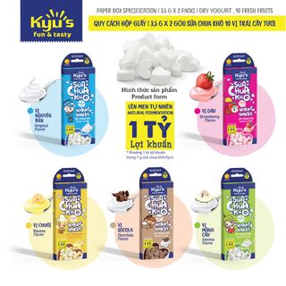 Sữa Chua Khô Kyu's 10g - Vị Sầu Riêng - Sấy thăng hoa - Hỗ trợ tiêu hóa, ngừa biếng ăn