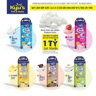 Sữa Chua Khô Kyu's 10g - Vị Chanh Dây - Sấy thăng hoa - Hỗ trợ tiêu hóa, ngừa biếng ăn
