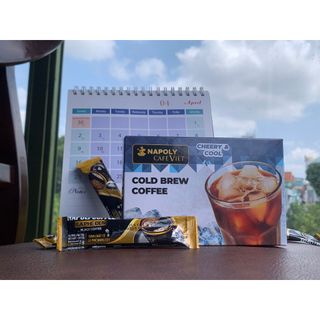 Cafe đen không đường hòa tan Cold Brew Napoli Coffee 15 gói* 2gr 48 hộp / thùng vị chua thanh nhẹ