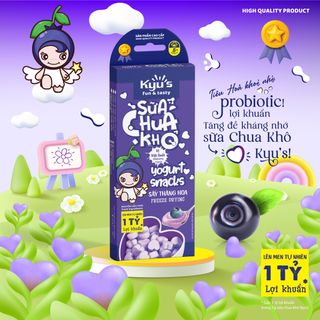 Sữa Chua Khô Kyu's 10g - Vị Việt Quất - Sấy thăng hoa - Hỗ trợ tiêu hóa, ngừa biếng ăn giá sỉ