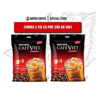 Combo 2 túi lớn Cafe hòa tan sữa đá 3in1 Napoli Coffee - Cà Phê SẠCH (35 gói x 22g)