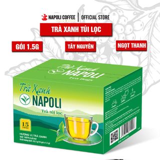 Trà xanh túi lọc Napoli 15 gói x1.5g - Thu hoạch từ Cầu Đất Lâm Đồng vị trà ngọt thanh đắng nhẹ giá sỉ