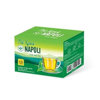 Trà xanh túi lọc Napoli 15 gói x1.5g - Thu hoạch từ Cầu Đất Lâm Đồng vị trà ngọt thanh đắng nhẹ