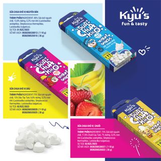 Sữa Chua Khô Kyu's 10g - Vị Việt Quất - Sấy thăng hoa - Hỗ trợ tiêu hóa, ngừa biếng ăn