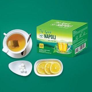 Trà xanh túi lọc Napoli 15 gói x1.5g - Thu hoạch từ Cầu Đất Lâm Đồng vị trà ngọt thanh đắng nhẹ