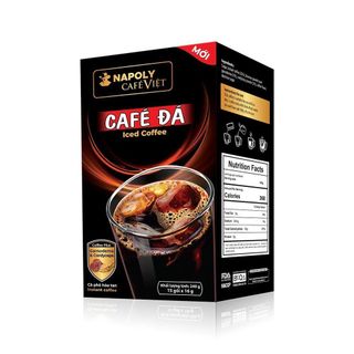 Combo 3 hộp Cafe đen đá hòa tan 2in1 Napoli Coffee bổ sung Nấm Linh Chi và Đông Trùng Hạ Thảo 15 gói x 16g