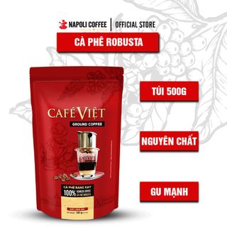 Cà phê Robusta Napoli Coffee 500gr/túi 100% nguyên chất - Cafe VIỆT- Cafe SẠCH gu mạnh pha phin/pha máy- TÚI LỚN giá sỉ
